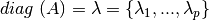 diag \; (A) = \lambda = \{\lambda_{1},...,\lambda_{p}\}