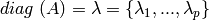 diag \; (A) = \lambda = \{\lambda_{1},...,\lambda_{p}\}